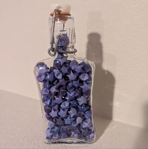Glass Bottle with Purple Origami Stars
